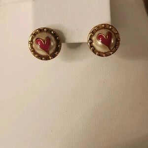 Betsy Johnson Love Fashion Pearl Stud Earrings
